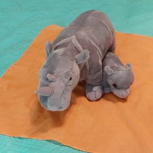 Adventure Planet Birth of Life Rhino & Baby Grey Plush 14" New w/o Tags